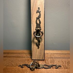 2 Vtg Decorative brass cabinet knobs w/ ornate backplate